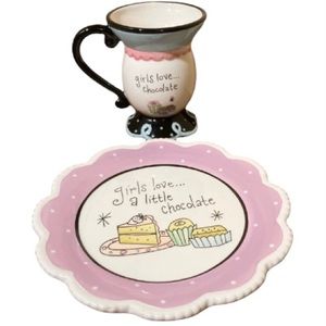 GIRLS LOVE CHOCOLATE BY Lori Seibert Mug & Plate Set
